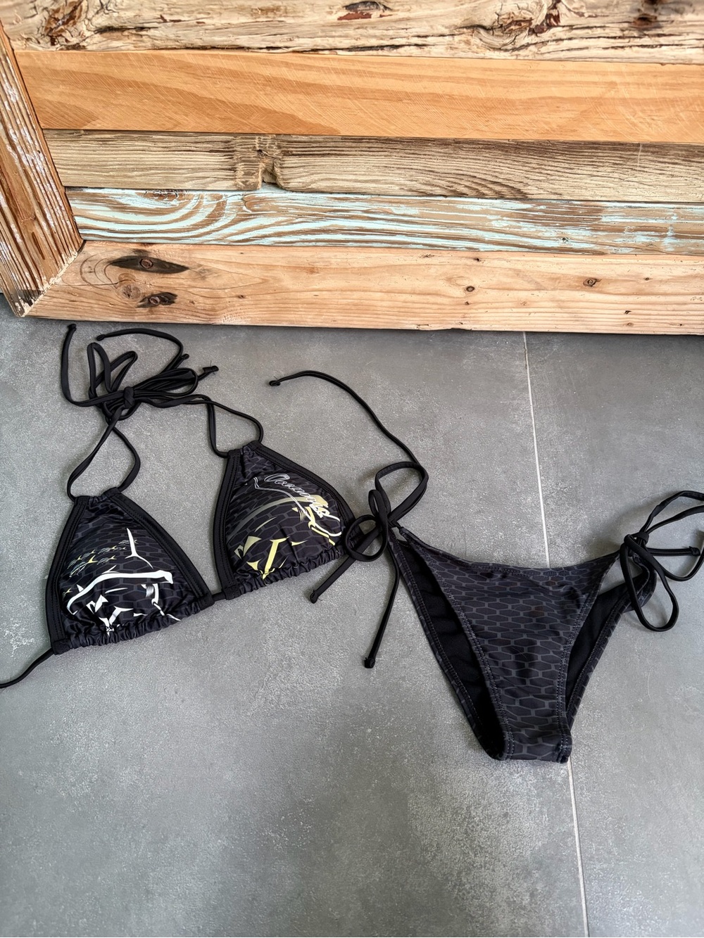 Oceanic Gear Black Fish Triangle Bikini Swimsuit M/S